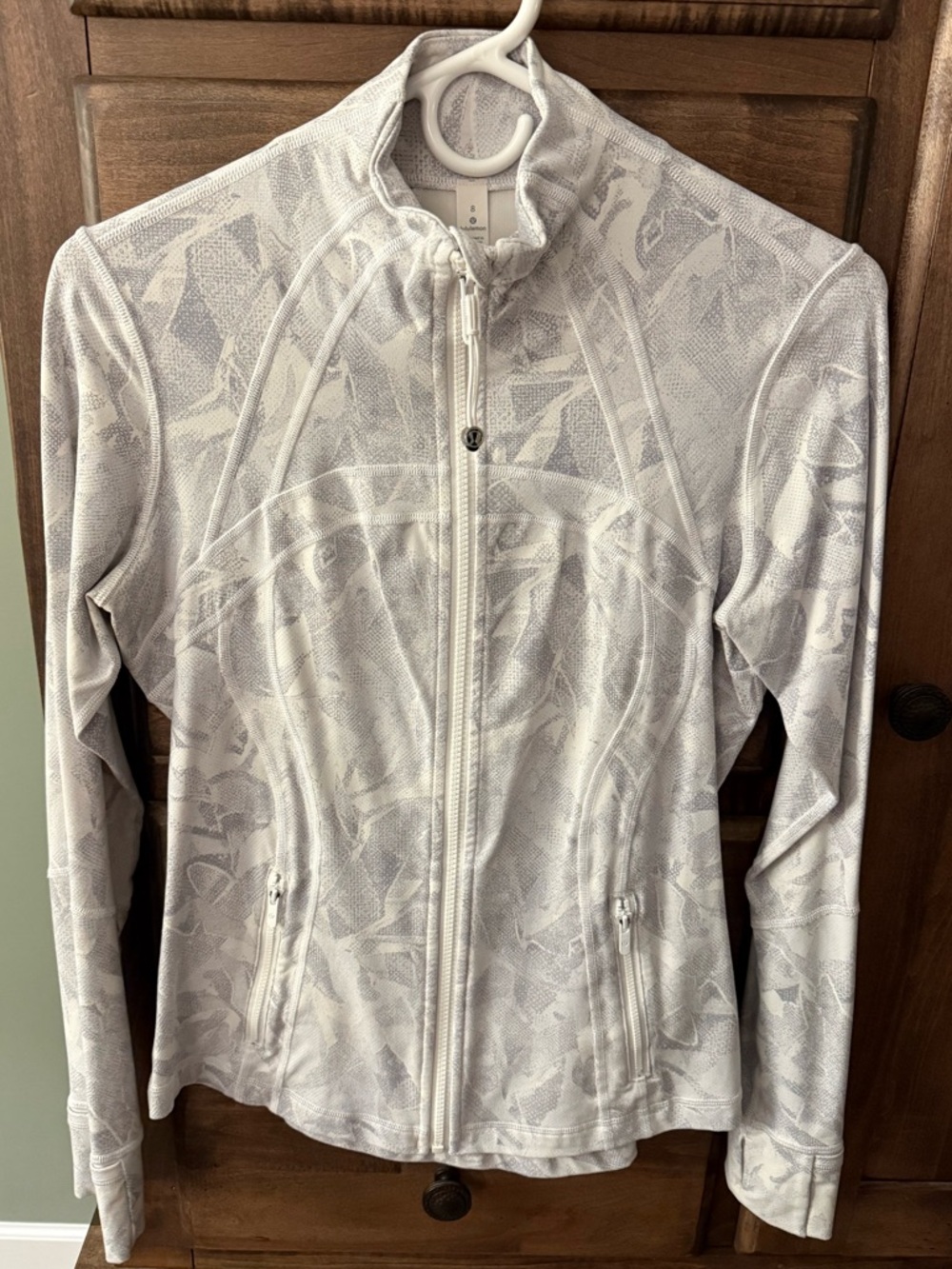 Lululemon Athletica Define Light Gray/White Patterned Full-Zip Jacket